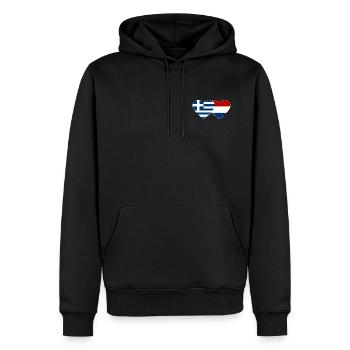 Griechenland Holland Flagge Herz - Männer Premium Bio Hoodie - Schwarz - Vorne - Nico (187cm)