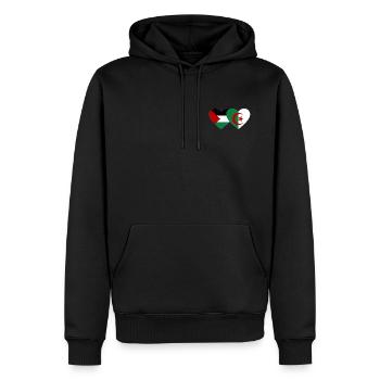Palästina Algerien Flagge Herz - Männer Premium Bio Hoodie - Schwarz - Vorne - Nico (187cm)