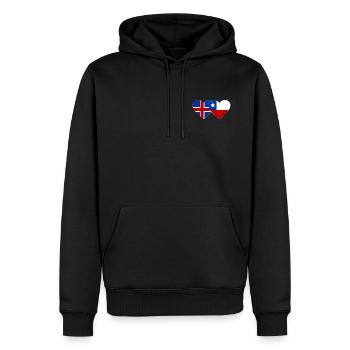 Island Chile Flagge Herz - Männer Premium Bio Hoodie - Schwarz - Vorne - Nico (187cm)