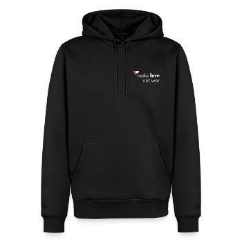 Faites l’amour, pas la guerre - Palestine - Sweat à capuche Premium bio Homme - noir - Devant - Nico (187cm)
