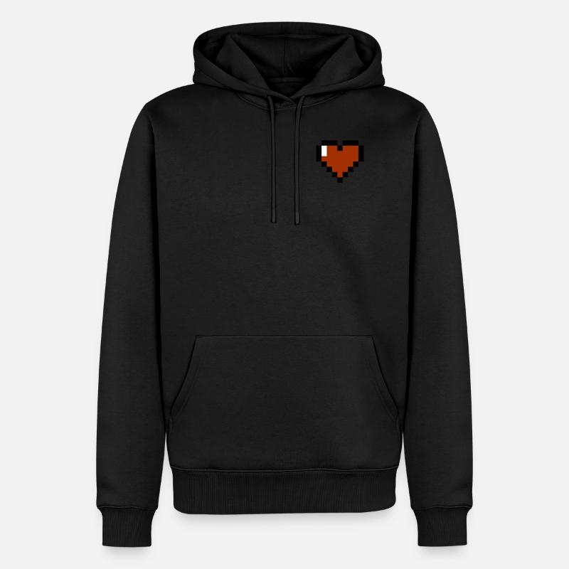 Coeur 8 bits - Sweat à capuche Premium bio Homme - noir