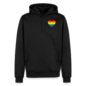 Drapeau Gay Pride Forme du cœur - Drapeau arc-en-ciel - Sweat à capuche Premium bio Homme - noir - Devant - Nico (187cm)