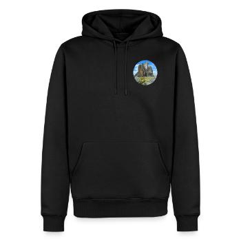 dreizinnen - Männer Premium Bio Hoodie - Schwarz - Vorne - Nico (187cm)