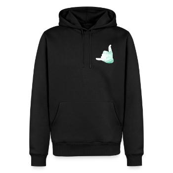 Hallo Surfer Shaka - Männer Premium Bio Hoodie - Schwarz - Vorne - Nico (187cm)