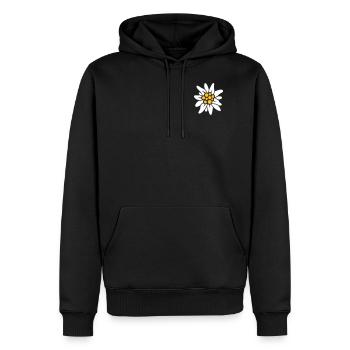 EDELWEISS ALPENBLUME, BERGSTEIGEN WANDERN - Männer Premium Bio Hoodie - Schwarz - Vorne - Nico (187cm)
