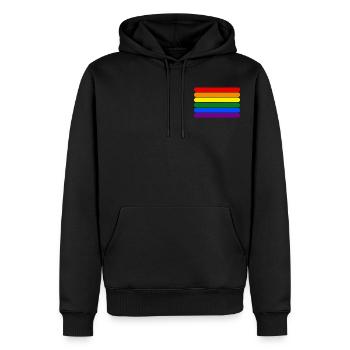 Rainbow Stripes || LGBT lesbian gay bisexual trans - Männer Premium Bio Hoodie - Schwarz - Vorne - Nico (187cm)