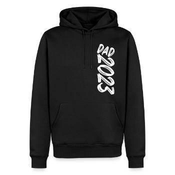 DAD 2023 Vater Baby Geburt Vatertag Papa 2023 - Männer Premium Bio Hoodie - Schwarz - Vorne - Nico (187cm)