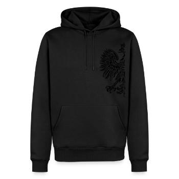 Polska - Men’s Premium Organic Hoodie - black - Front - Nico (187cm)
