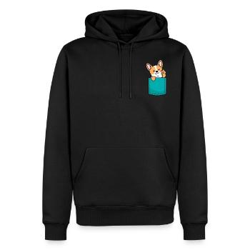 Welsh Corgi chien dans poche poitrine poche de chemise - Sweat à capuche Premium bio Homme - noir - Devant - Nico (187cm)