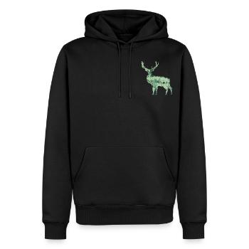 Animal design deer deer forest trees firs nature - Men’s Premium Organic Hoodie - black - Front - Nico (187cm)