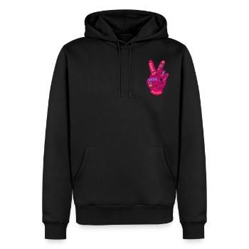 Peace Love Harmony Victory Handzeichen Frieden - Männer Premium Bio Hoodie - Schwarz - Vorne - Nico (187cm)