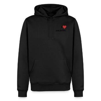 I love raclette - Sweat à capuche Premium bio Homme - noir - Devant - Nico (187cm)