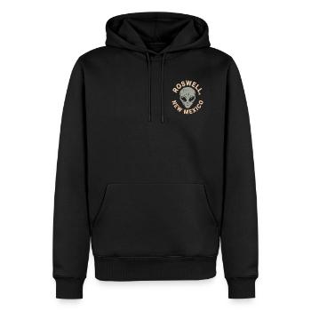 Roswell Alien Vintage-Wappen - Männer Premium Bio Hoodie - Schwarz - Vorne - Nico (187cm)