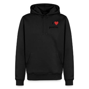 I love pastis - Sweat à capuche Premium bio Homme - noir - Devant - Nico (187cm)