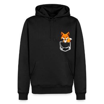 Doux renard dans la poche de poitrine Poche de chemise Poche - Sweat à capuche Premium bio Homme - noir - Devant - Nico (187cm)