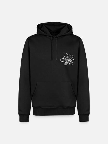 Weidenrose minimalistisch - Männer Premium Bio Hoodie - Schwarz