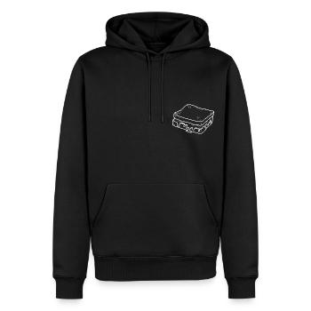 Käsetoast - Männer Premium Bio Hoodie - Schwarz - Vorne - Nico (187cm)