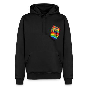 Regenbogenherz. Pride-Monat. LGBT-Symbol - Männer Premium Bio Hoodie - Schwarz - Vorne - Nico (187cm)