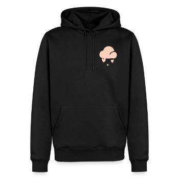 Nuage de cœurs rose – pluie douce et poétique - Sweat à capuche Premium bio Homme - noir - Devant - Nico (187cm)