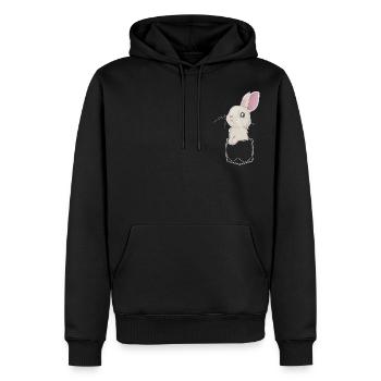 Hase in der Brusttasche Hemdtasche Pocket - Männer Premium Bio Hoodie - Schwarz - Vorne - Nico (187cm)