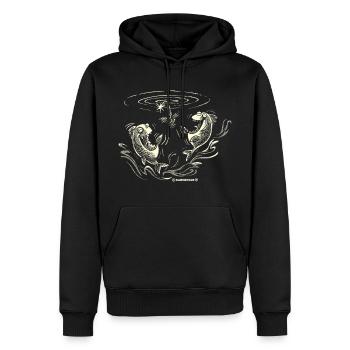 Angel Designs RAHMENLOS Lachfische - Männer Premium Bio Hoodie - Schwarz - Vorne - Nico (187cm)