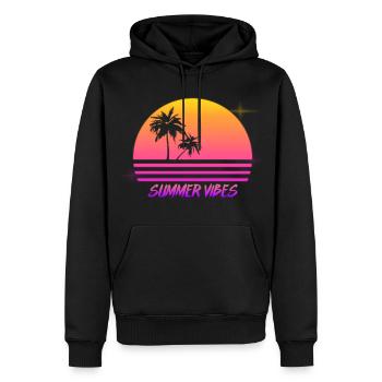 Sommer Vibes Retro Synth Sonnenuntergang Stil Shirt - Männer Premium Bio Hoodie - Schwarz - Vorne - Nico (187cm)