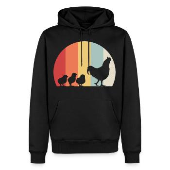 Poulets poussins - Sweat à capuche Premium bio Homme - noir - Devant - Nico (187cm)