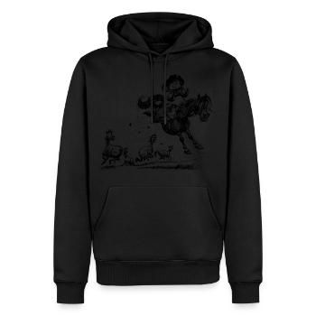 Thelwell 'Cowboy Western riding' - Men’s Premium Organic Hoodie - black - Front - Nico (187cm)