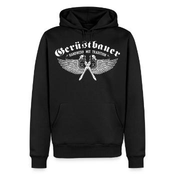 Gerüstbauer Shirt bedruckt in top Markenqualität - Männer Premium Bio Hoodie - Schwarz - Vorne - Nico (187cm)
