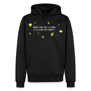 Je vomis je suis hypercontent cité de la peur - Sweat à capuche Premium bio Homme - noir - Devant - Nico (187cm)