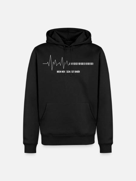 Informatiker Herzschlag Binärcode Programmierer - Männer Premium Bio Hoodie - Schwarz