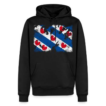 Friesland Vintage - Männer Premium Bio Hoodie - Schwarz - Vorne - Nico (187cm)