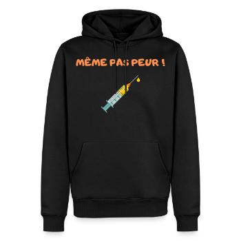 MÊME PAS PEUR - Sweat à capuche Premium bio Homme - noir - Devant - Nico (187cm)