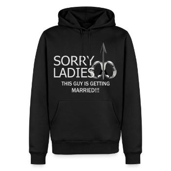 Man will marry - Men’s Premium Organic Hoodie - black - Front - Nico (187cm)