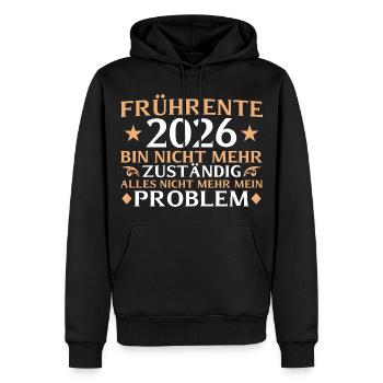 Retraite anticipée 2026 Plus responsable Retraite partielle - Sweat à capuche Premium bio Homme - noir - Devant - Nico (187cm)