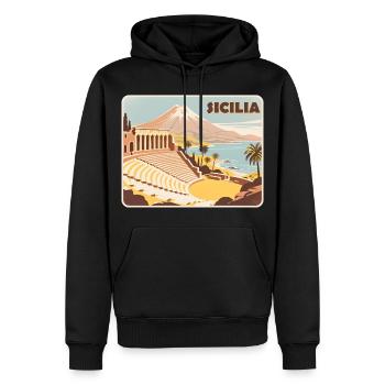 Sizilien - Männer Premium Bio Hoodie - Schwarz - Vorne - Nico (187cm)