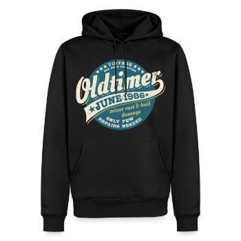 Oldtimer Juni 1986 | Geburtstag Geschenk - Männer Premium Bio Hoodie - Schwarz - Vorne - Nico (187cm)