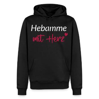 Hebamme mit Herz weiß rot - Männer Premium Bio Hoodie - Schwarz - Vorne - Nico (187cm)