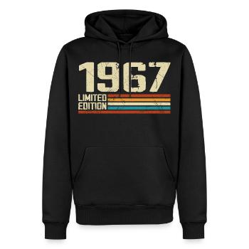 Vintage 1967 Anniversaire Rétro - Né en 1967 - Sweat à capuche Premium bio Homme - noir - Devant - Nico (187cm)