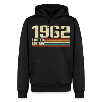Vintage 1962 Anniversaire Rétro - Né en 1962 - Sweat à capuche Premium bio Homme - noir - Devant - Nico (187cm)