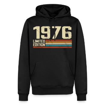 Vintage 1976 Anniversaire Rétro - Né en 1976 - Sweat à capuche Premium bio Homme - noir - Devant - Nico (187cm)