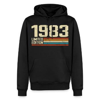 Vintage 1983 Anniversaire Rétro - Né en 1983 - Sweat à capuche Premium bio Homme - noir - Devant - Nico (187cm)