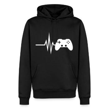 Mon coeur bat pour les jeux - Multiplayer esport - Sweat à capuche Premium bio Homme - noir - Devant - Nico (187cm)