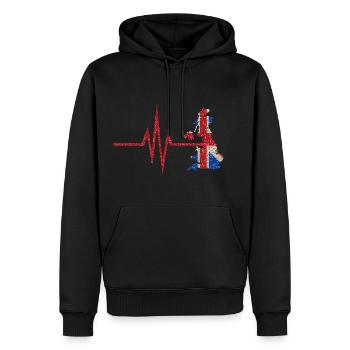 Mon cœur bat pour la Grande-Bretagne - pays d'origine - Sweat à capuche Premium bio Homme - noir - Devant - Nico (187cm)