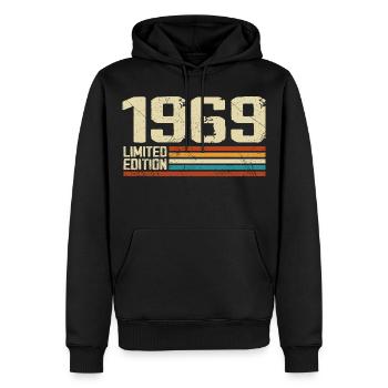 Vintage 1969 Anniversaire Rétro - Né en 1969 - Sweat à capuche Premium bio Homme - noir - Devant - Nico (187cm)