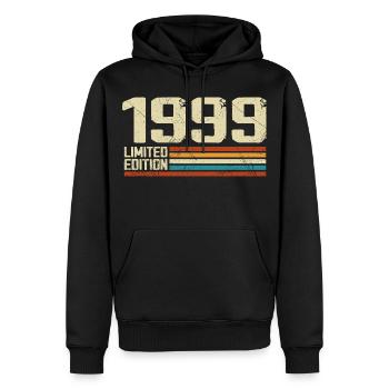 Vintage 1999 Anniversaire Rétro - Né en 1999 - Sweat à capuche Premium bio Homme - noir - Devant - Nico (187cm)