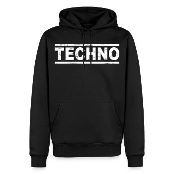Techno - Männer Premium Bio Hoodie - Schwarz - Vorne - Nico (187cm)