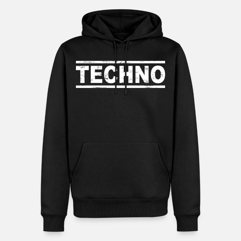 Techno - Männer Premium Bio Hoodie - Schwarz