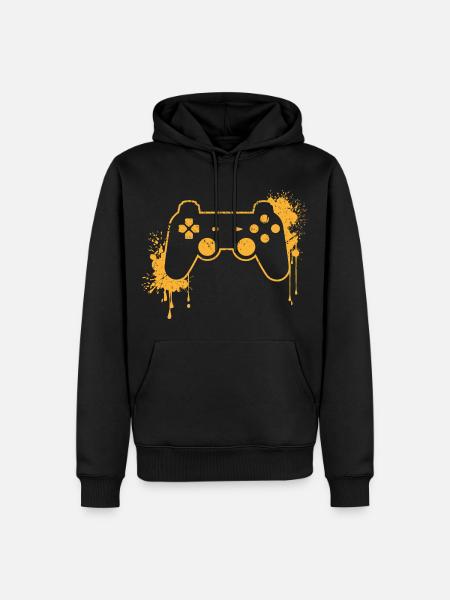 CONTROLLER RETRO in yellow - Men’s Premium Organic Hoodie - black