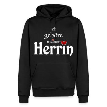 Domina Herrin Eigentum - Männer Premium Bio Hoodie - Schwarz - Vorne - Nico (187cm)